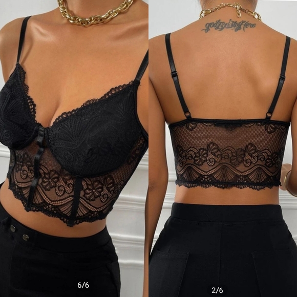 Long line black lace bralette - Picture 5 of 5